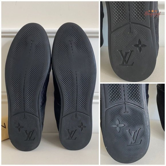 Authentic Louis Vuitton Black Monogram Laminated Suede Low Top Sneakers 38.5/8.5 - Picture 9 of 13